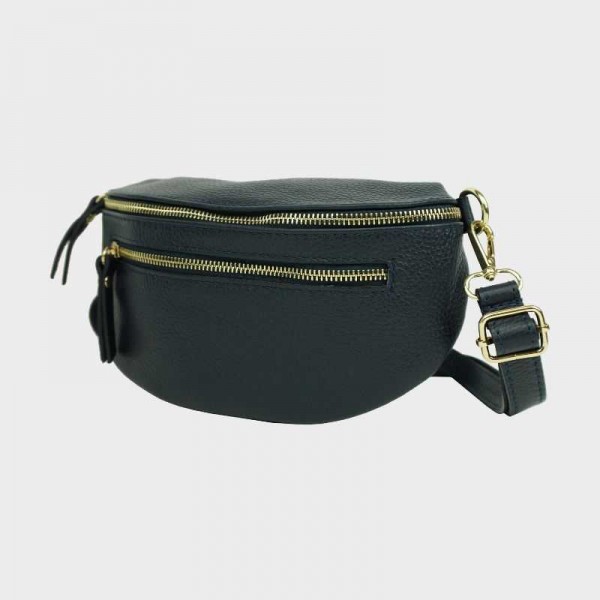 Anais - Sac banane en cuir double zip...