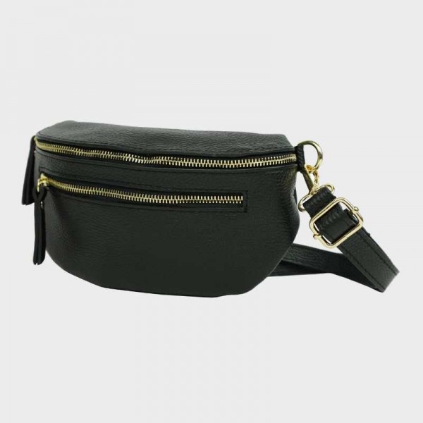 Anais - Sac banane en cuir double zip...