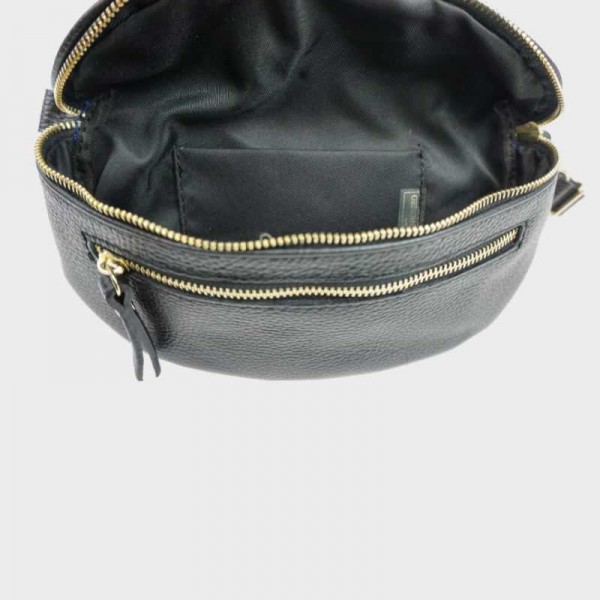 Anais - Sac banane en cuir double zip...