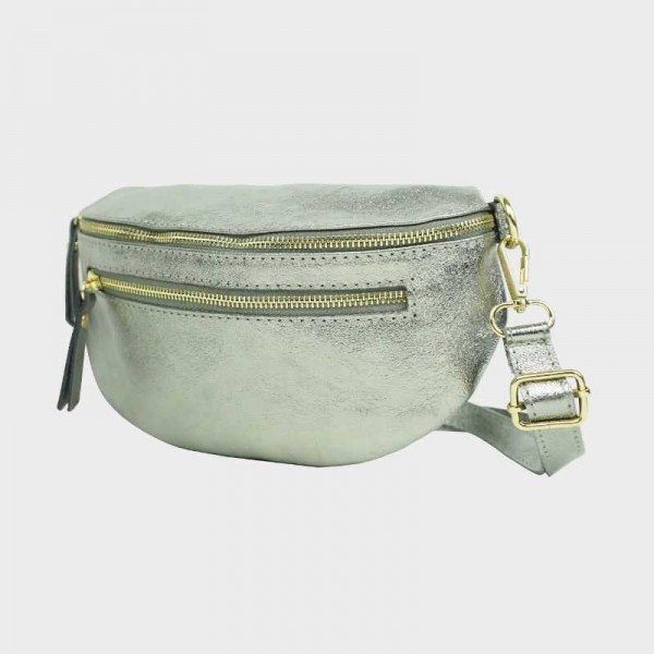 Anais - Sac banane en cuir double zip...