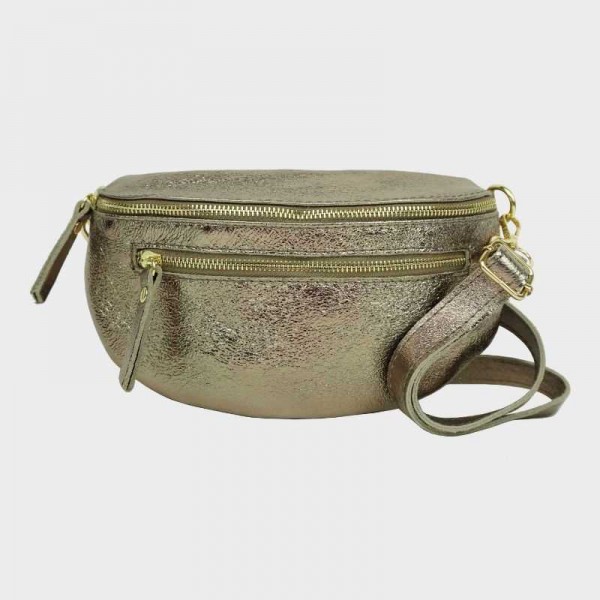 Anais - Sac banane en cuir double zip...