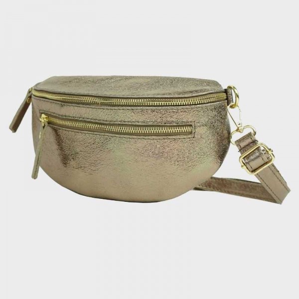 Anais - Sac banane en cuir double zip...