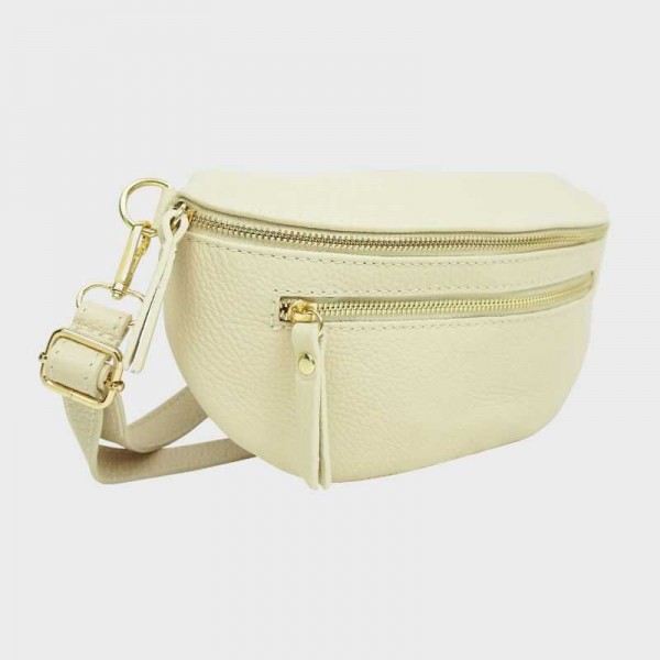 Anais - Sac banane en cuir double zip...
