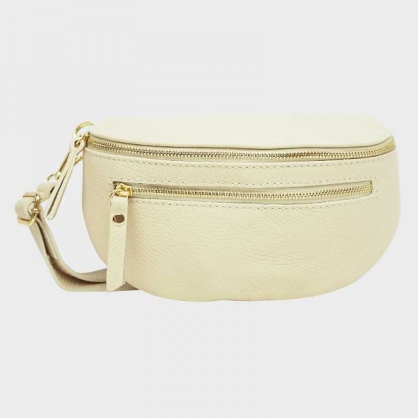 Anais - Sac banane en cuir double zip...