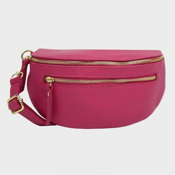 Anais - Sac banane en cuir double zip...