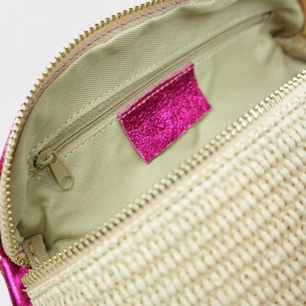 Anais - Sac banane en raphia garni...