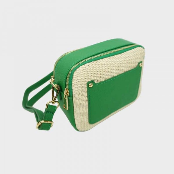 Anais - Sac bandoulière en raphia et...