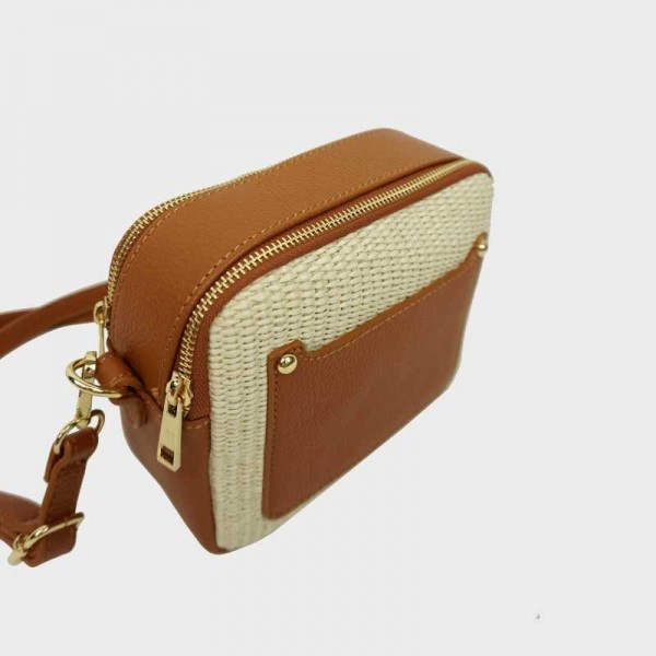 Anais - Sac bandoulière en raphia et... Anais - Sac bandoulière en raphia et...