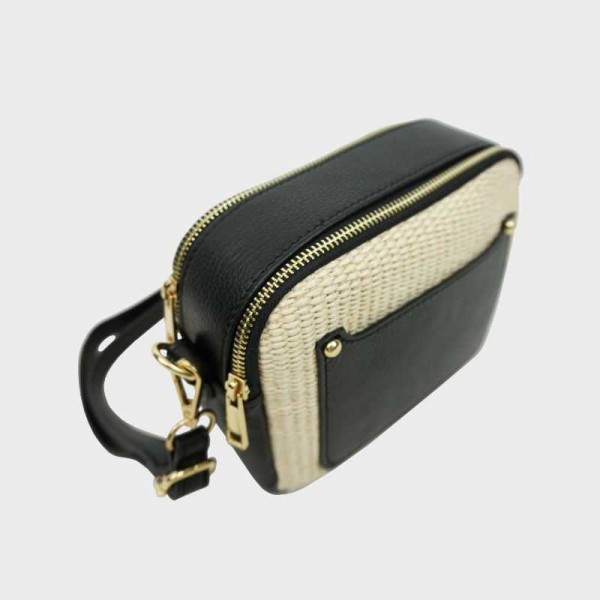 Anais - Sac bandoulière en raphia et...