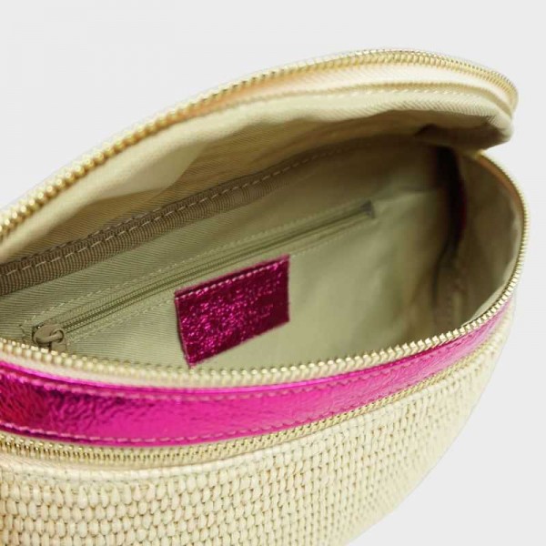 Anais - Sac banane en raphia garni...