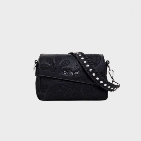 Sac bandoulière brodé noir Desigual 24waxp36 - 2000 sur pecari.fr
