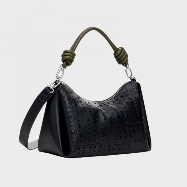 Sac bandoulière effet cuir perforé... Sac bandoulière effet cuir perforé...