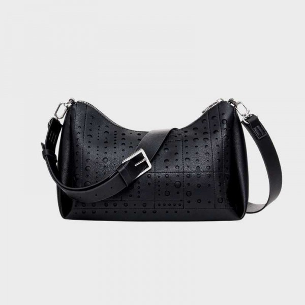 Sac bandoulière effet cuir perforé... Sac bandoulière effet cuir perforé...
