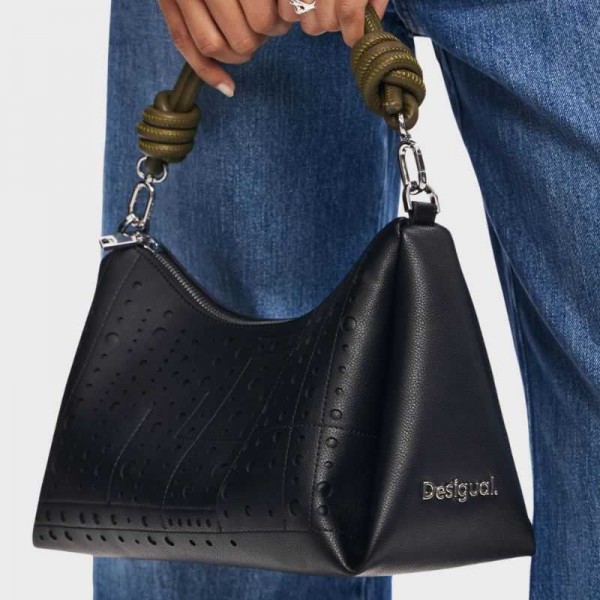 Sac bandoulière effet cuir perforé... Sac bandoulière effet cuir perforé...