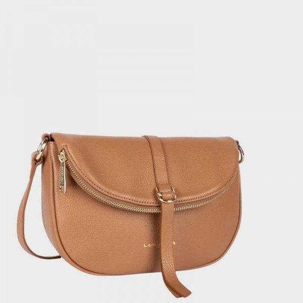 Lancaster - Sac besace en cuir Dune...