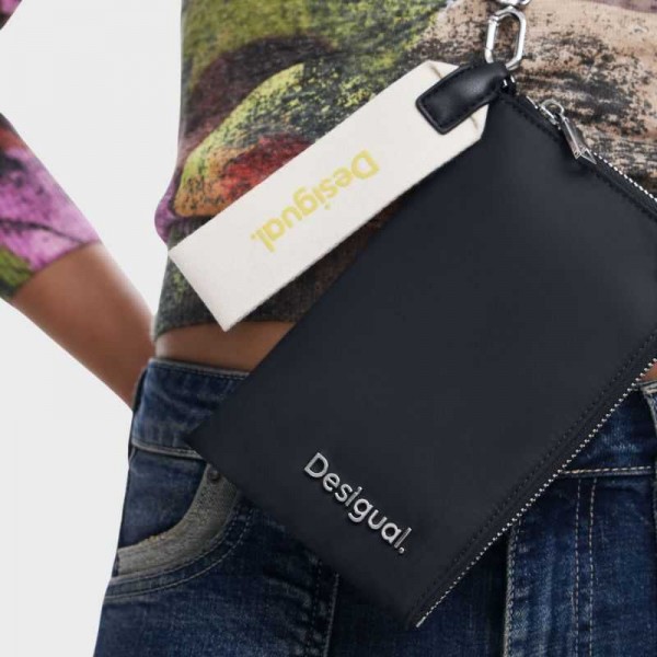 Desigual - Pochette noire en toile...