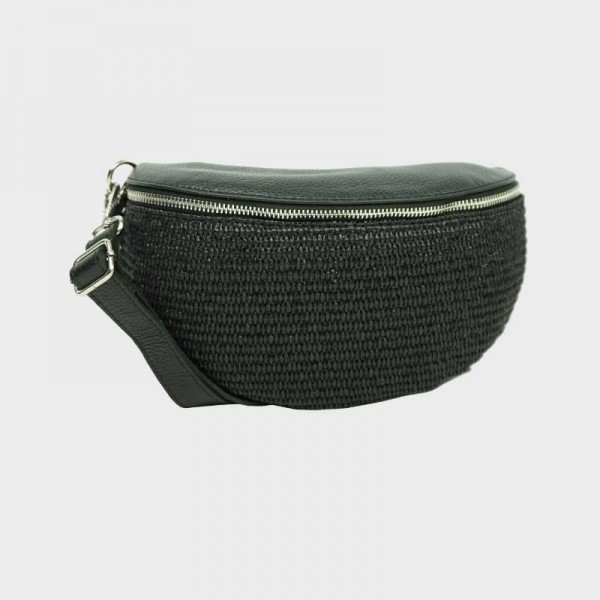 Anais - Sac banane en raphia garni... Anais - Sac banane en raphia garni...