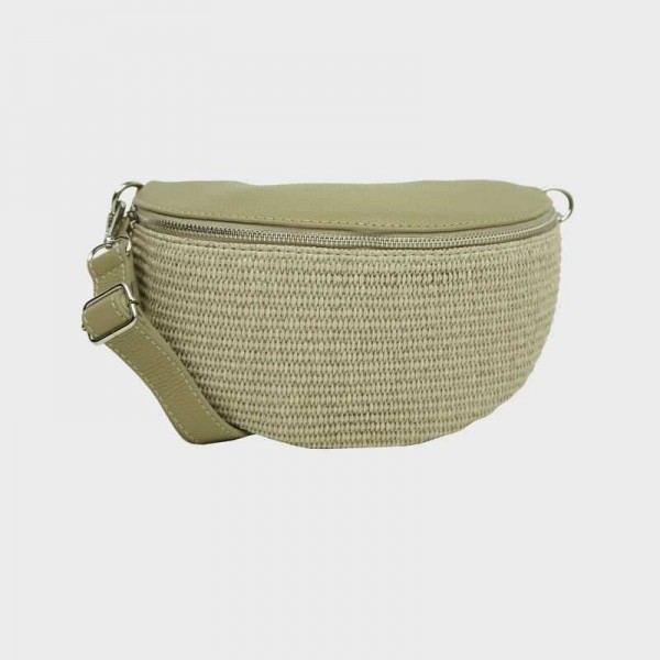 Anais - Sac banane en raphia garni...