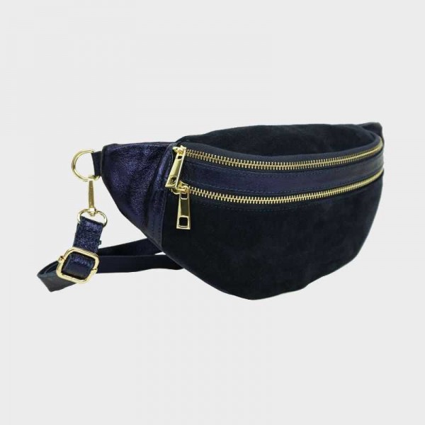 Anais - Sac banane en cuir double zip...