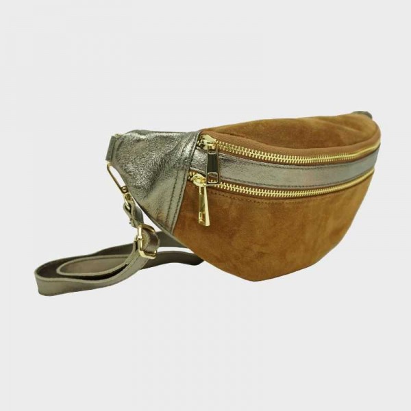 Anais - Sac banane en cuir double zip... Anais - Sac banane en cuir double zip...