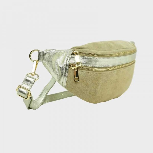 Anais - Sac banane en cuir double zip...