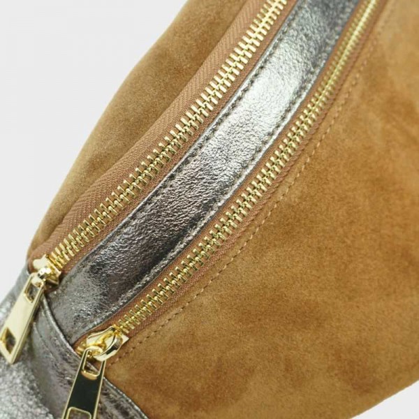 Anais - Sac banane en cuir double zip... Anais - Sac banane en cuir double zip...