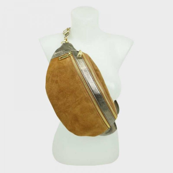 Anais - Sac banane en cuir double zip... Anais - Sac banane en cuir double zip...