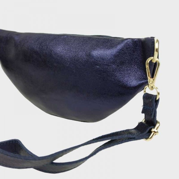Anais - Sac banane en cuir double zip...