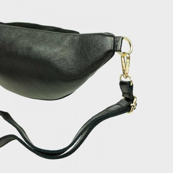 Anais - Sac banane en cuir double zip...