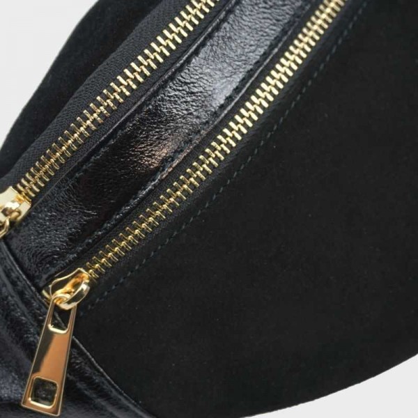 Anais - Sac banane en cuir double zip...