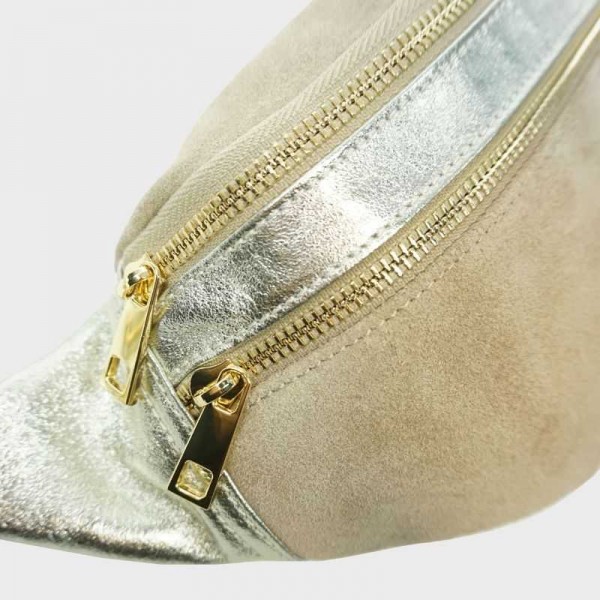 Anais - Sac banane en cuir double zip...