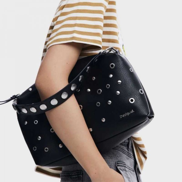 Desigual - Sac bandoulière noir à...