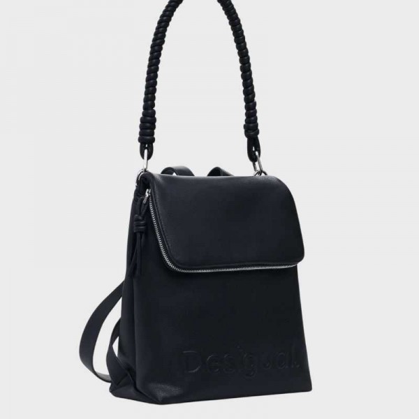 Desigual - Sac à dos noir effet cuir...