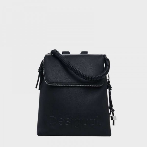 Desigual - Sac à dos noir effet cuir...