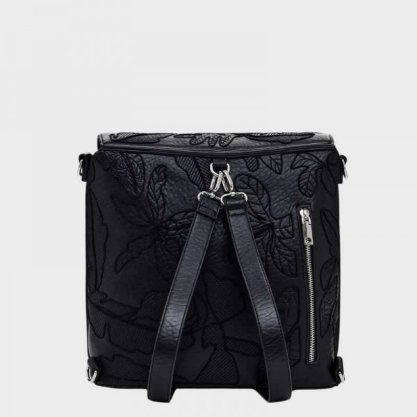 Desigual - Sac à dos noir brodé 2en1... Desigual - Sac à dos noir brodé 2en1...