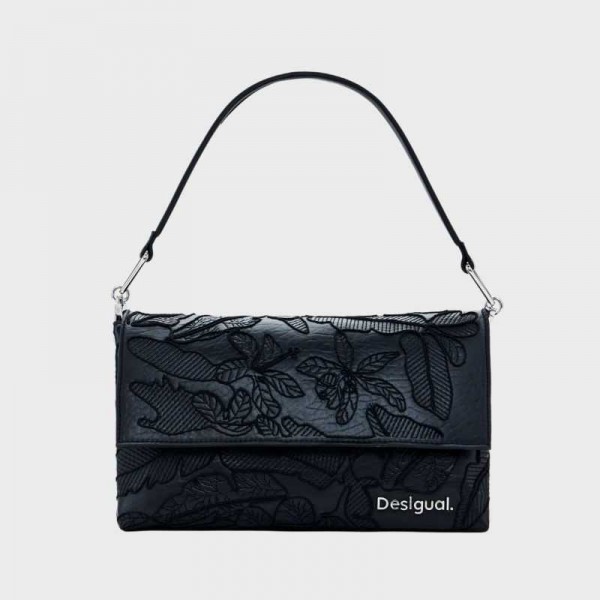 Desigual - Sac bandoulière noir brodé...