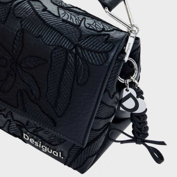 Desigual - Sac bandoulière noir brodé...