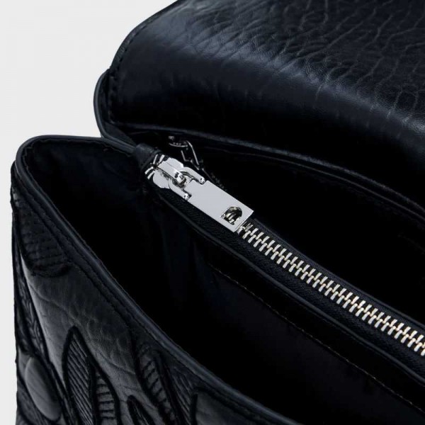 Desigual - Sac bandoulière noir brodé...