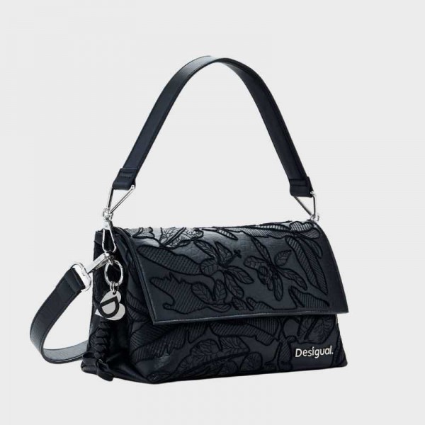 Desigual - Sac bandoulière noir brodé...