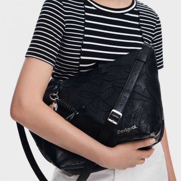 Desigual - Sac cabas noir brodé 25saxpbp