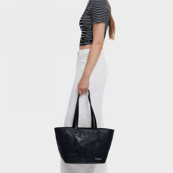 Desigual - Sac cabas noir brodé 25saxpbp