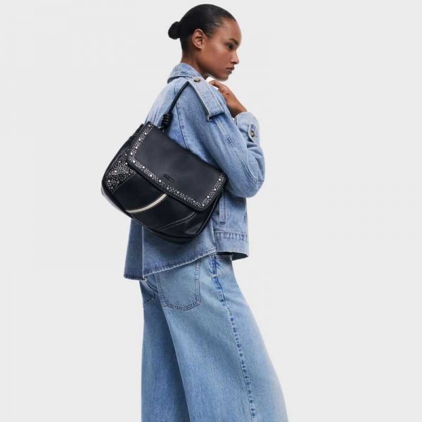Desigual - Sac noir clouté 2en1 25saxpbt Desigual - Sac noir clouté 2en1 25saxpbt