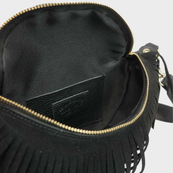 Anais - Sac banane en cuir à franges...