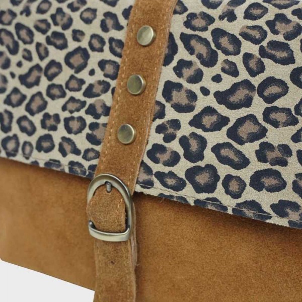 Anais - Sac bandoulière rabat léopard...