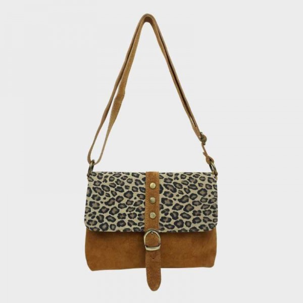 Anais - Sac bandoulière rabat léopard...