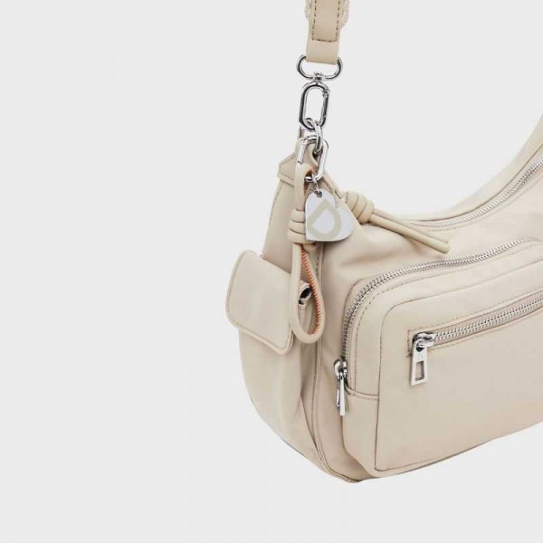 Desigual - Sac porté épaule beige...