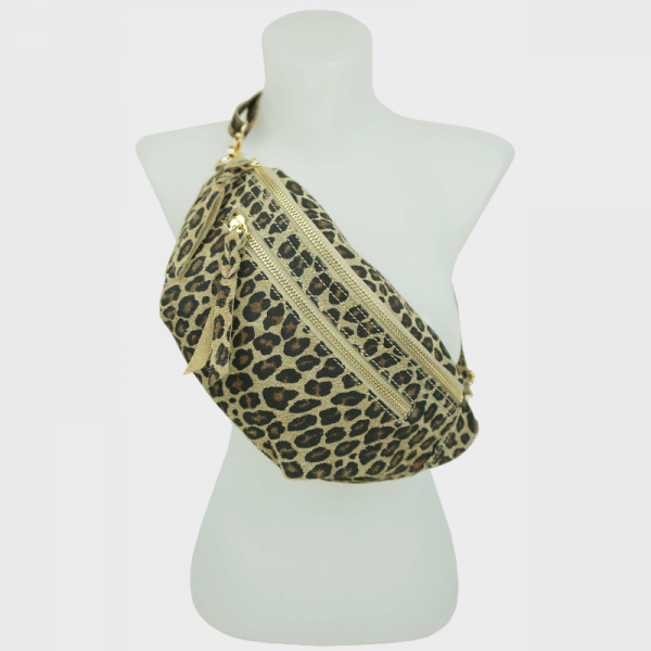 Anais - Sac banane double zip en cuir...