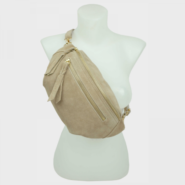 Anais - Sac banane double zip en cuir...