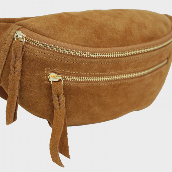 Anais - Sac banane double zip en cuir...