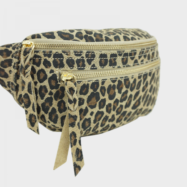 Anais - Sac banane double zip en cuir...